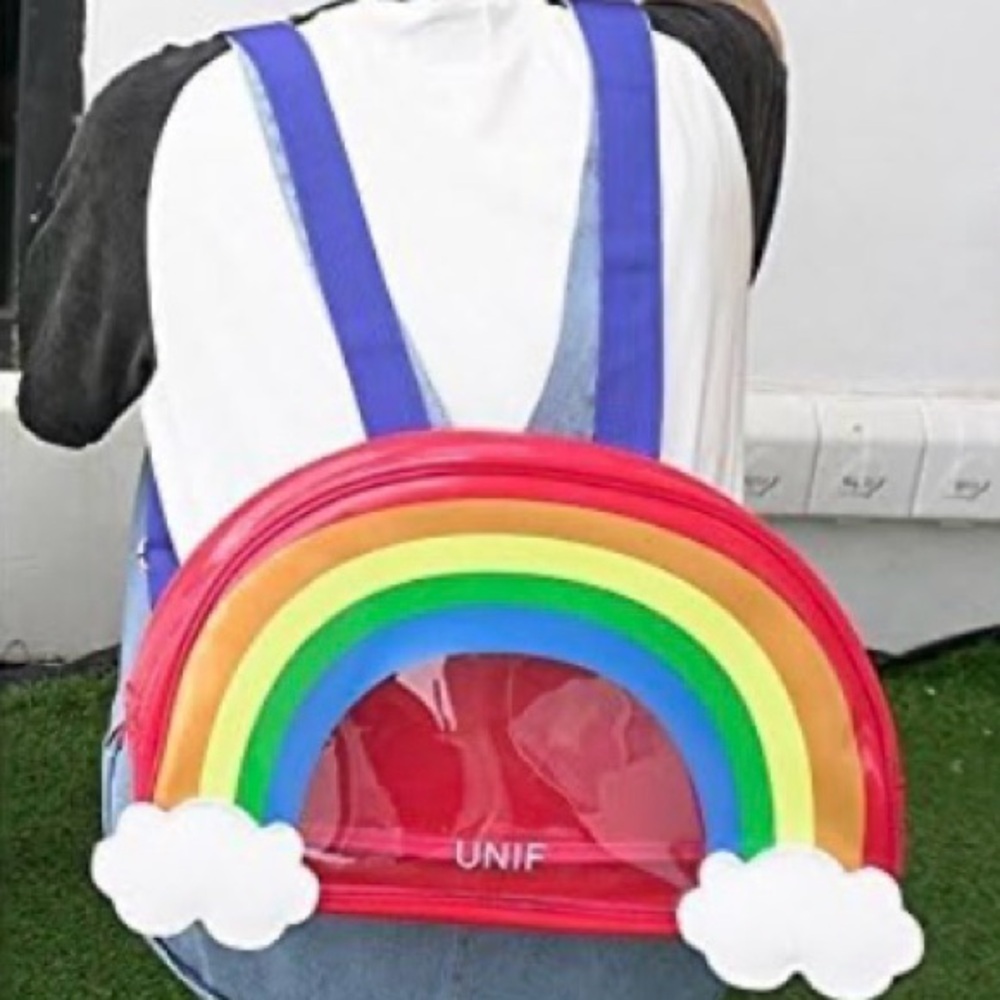 NRFB Plastic Rainbow Stripe Cleat / Transparent  Adjustable Backpack Large 🌈
